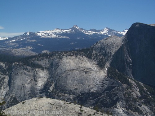 The snowy Sierra Mountains from North Dome, Yosemite National Park, California