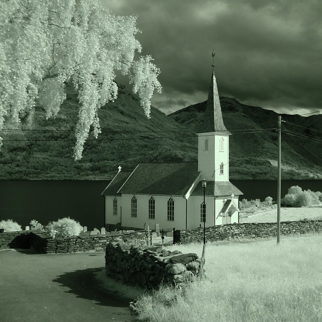 Old wooden church in Hoyheimsvik, Norway.