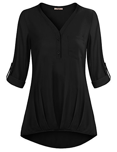 Pleated Front Blouse,Cestyle Womens Mid Sleeve Roll Up the… | Flickr