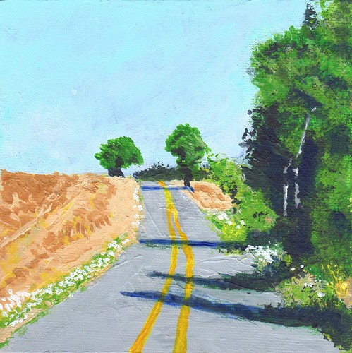 painting oregon road rural landscape trees acrylic