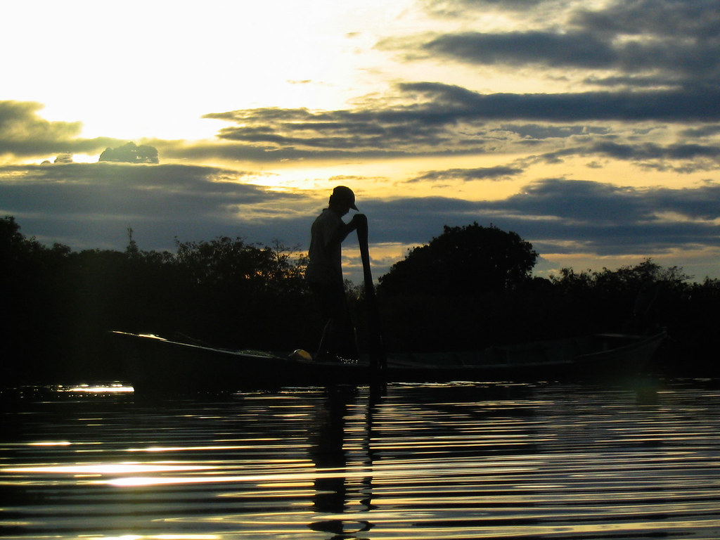 Boating on Lake Sentarum in West Kalimantan, Indonesia.