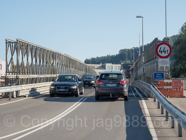 RHE255 Road Bridge over the Alter Rhein River, St. Margrethen SG Switzerland - Höchst Austria