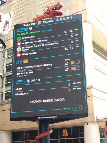Real time transit information via TransitScreen and the Orange Barrel Media digital billboard outside Capital One Arena