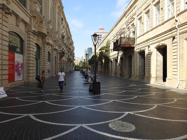 The fully pedestrianized Nizami Street in Baku