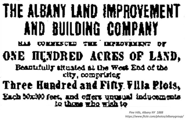 Albany Land development co.  100 acres in Pine Hills 1888 albany ny