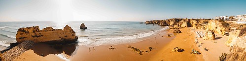 panorama pano summer portugal lagos rocks stack geography geology waves surf tourism sunny travel view