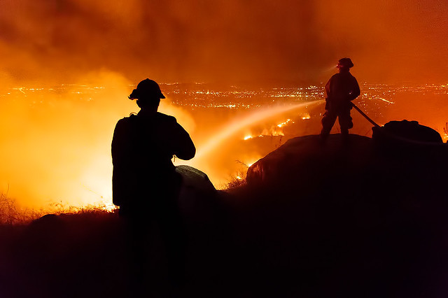 Southern California Wildfire at Night