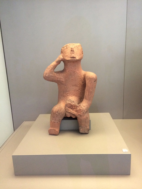The ''Thinker''. Large compact figure of a seated man. Karditsa, Thessaly, Greece, 4500-3300 BC__National Archaeological Museum of Athens