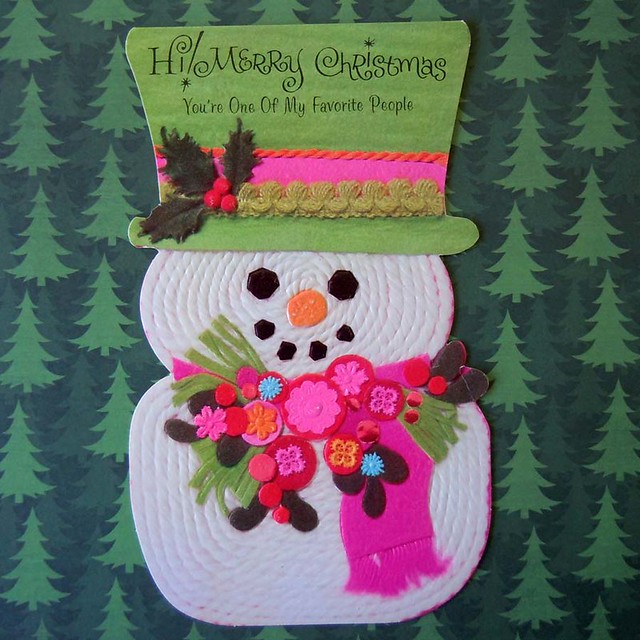 Snowman with Pink Scarf Christmas Card