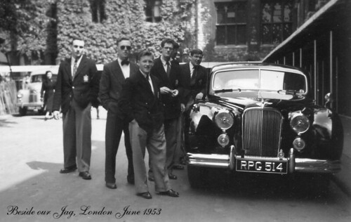 419#Beside our Jag!, London June 1953.  IP.  jpg