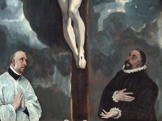 GRECO (El) - Le Christ en Croix adoré par Deux Donateurs (Louvre) - Detail -a