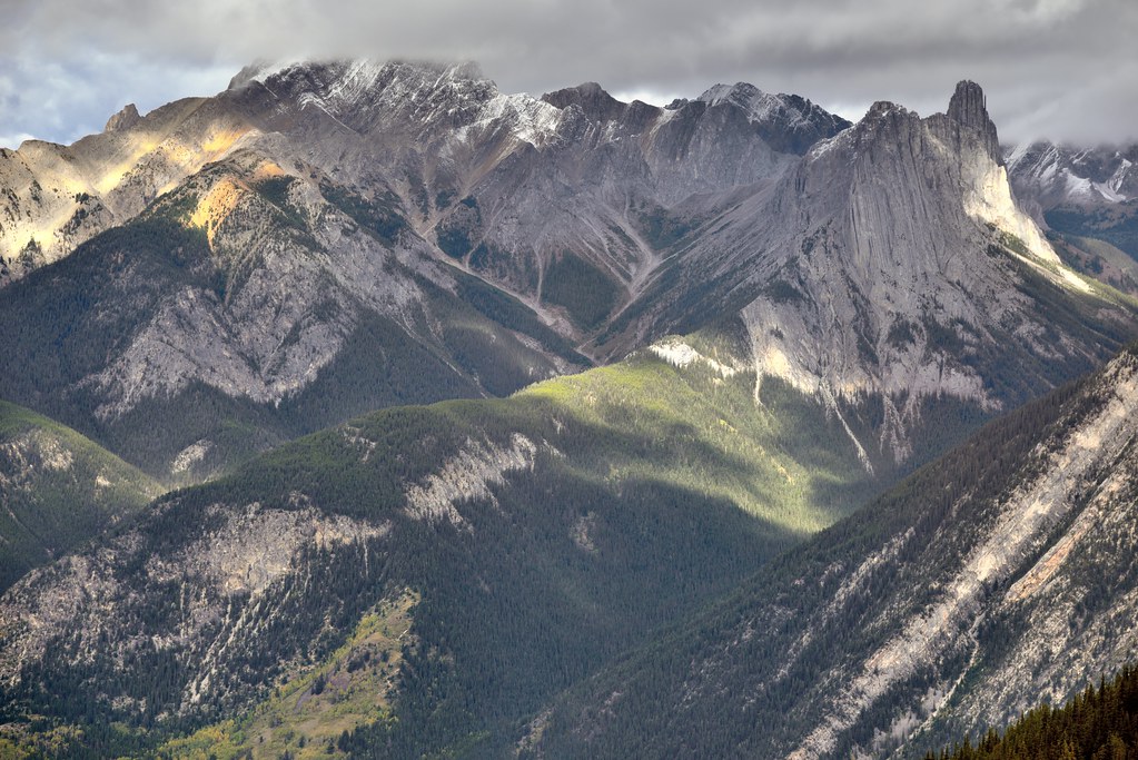 Views of Mount Cory and Other Jagged Peaks from  Sulphur Mountain Cosmic Ray Station (Banff National Park)