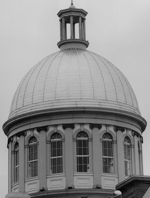 MONTREAL BONSECOURS MARKET ROOF WINDOWS QUEBEC PROVINCE BLACK AND WHITE
