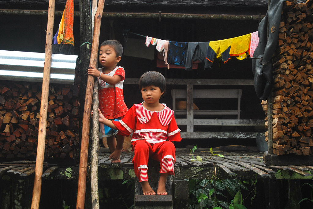 Children sitting, West Kalimantan, Indonesia, July, 2009.