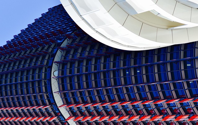 red, white and blue - building perspective - sydney - australia