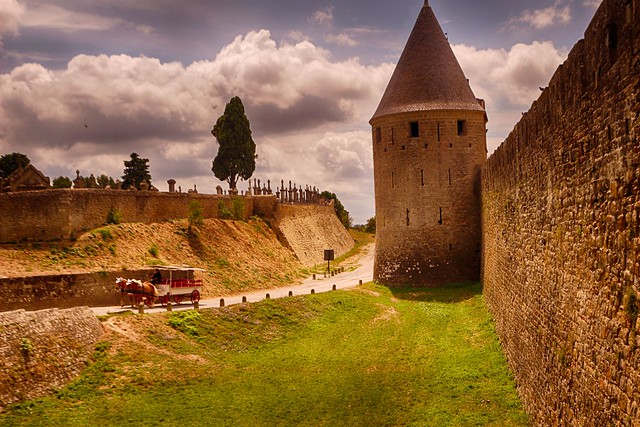 Muralla de la fortaleza de Carcassonne (Francia)