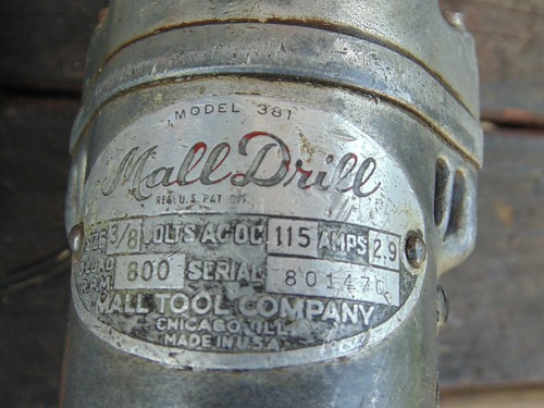 Electric drill, 3/8" Mall, early 50's, Chicago Il.  9-2017 | by polepenhollow