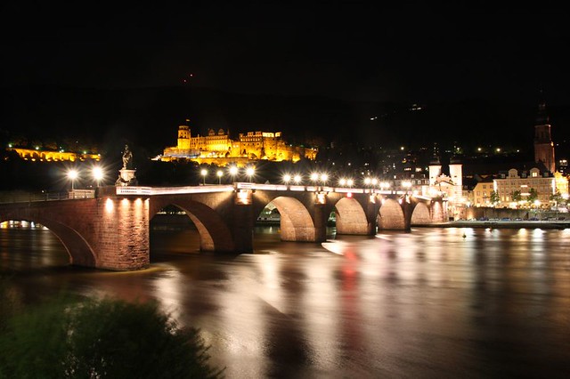 Heidelberg Alte Brücke, Schloss und Altstadt nachts