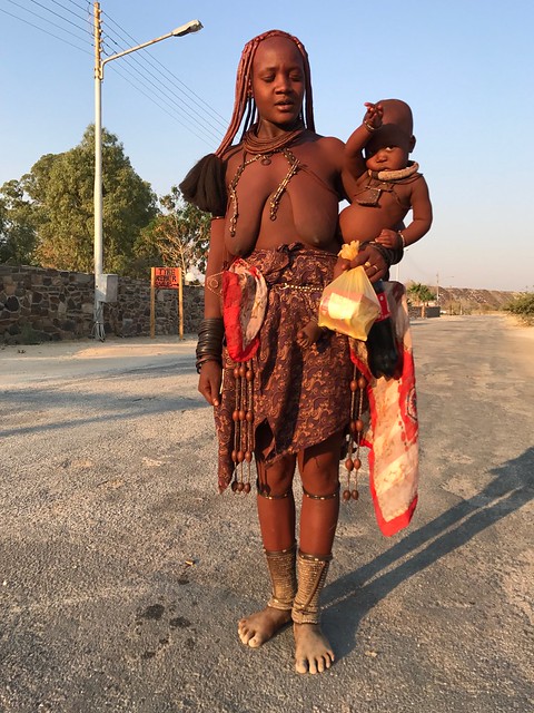 OmuHimba Woman and Young Son Street Shot Damaraland Namibia South Western Africa