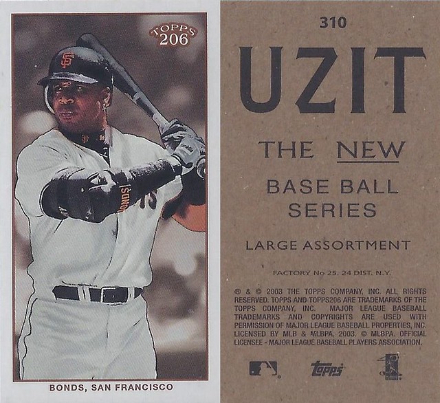 2002 / 2003 - Topps 206 Mini Baseball Card / Series 3 / Uzit - BARRY BONDS #310A (with elbow pads) (San Francisco Giants)