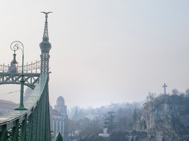 Morning mist over Budapest and Liberty bridge, December 2014 [Explored]