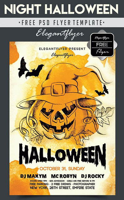 Night Halloween – Free Flyer PSD Template + Facebook Cover