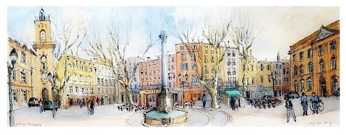 googleearthstreetview croquis sketch aquarelle watercolour watercolor panoramique panoramic aix aixenprovence provence hôteldeville
