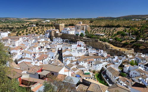 setenil espana andalucia town village summer rock landscape