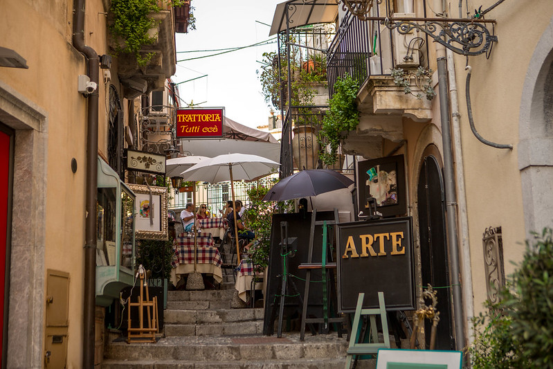 Narrow streets of Taormina