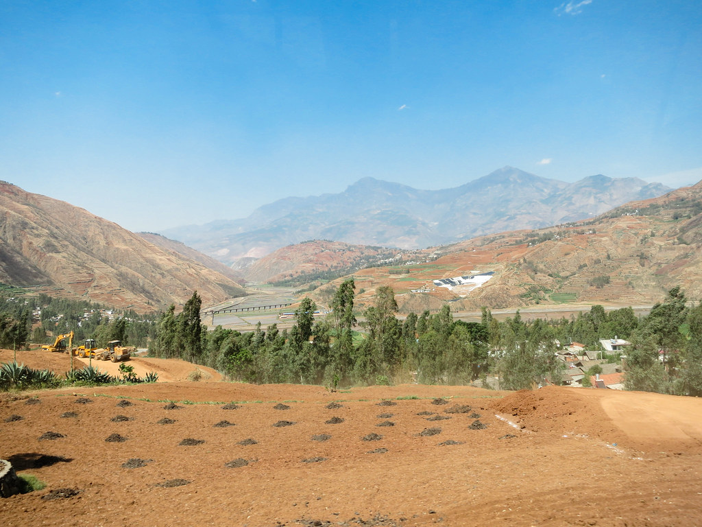Arid upland landscape in Yunnan Province, China. Landscapes with poor forest cover are subject to severe erosion and periodic flooding...
