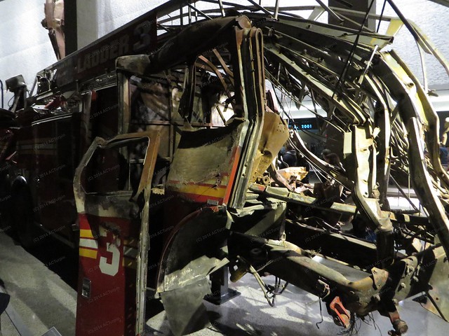 National 9-11 Memorial, Remains of FDNY Truck 3, Captains side, cab 2014-12-26 F IMG_2453