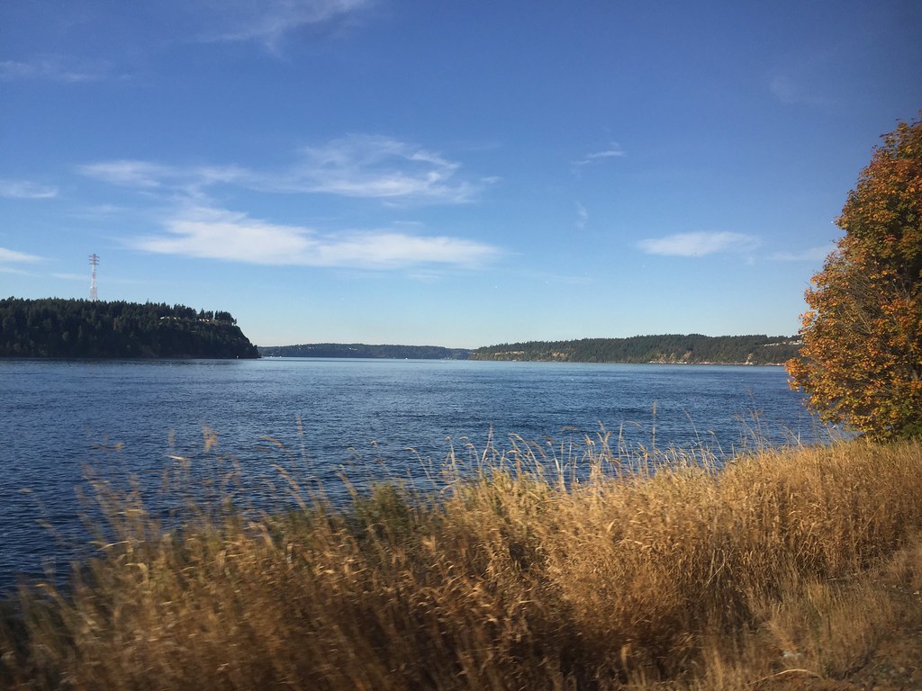 View from Amtrak Cascades train 507 on the soon to be diverted from Point Defiance alignment.  Tacoma Washington.  October 15 2017.