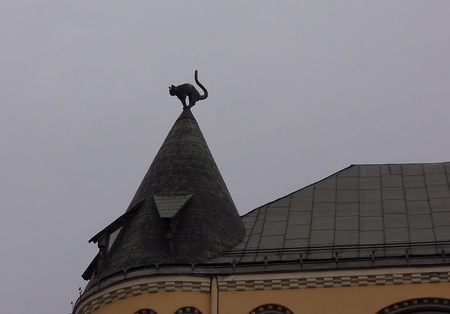 Latvia (Riga) Landmark of the Riga, a cat on the roof of cat house