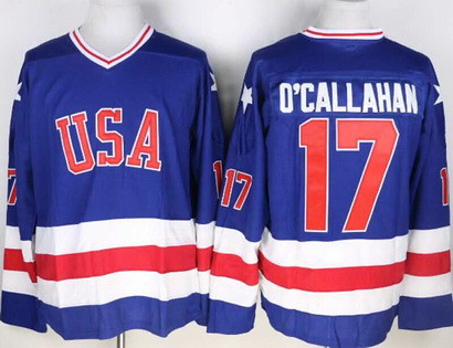 Men's 1980 Olympic USA #17 Jack O'Callahan Blue Stitched Jersey