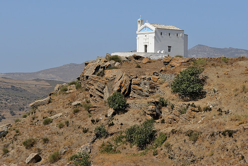 tinos church chapel landscape stones rocks hill