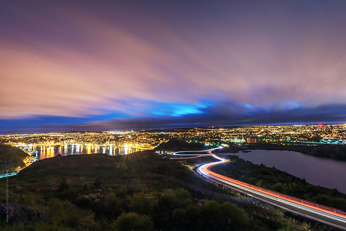 colourful St. John's skyline by tuanland, Signal hill, St. John's,  Newfoundland and Labrador, Canadaroad lighting street city longexposure su
