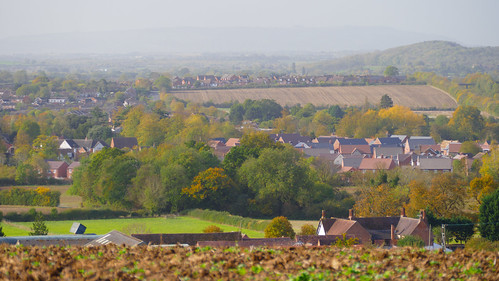 Autumn landscape: distant view of Cotswolds from Welcombe Hills