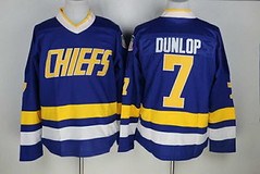 Men&#39;s Charlestown Chiefs #7 Reggie Dunlop Blue Stitched NHL Adidas Jersey