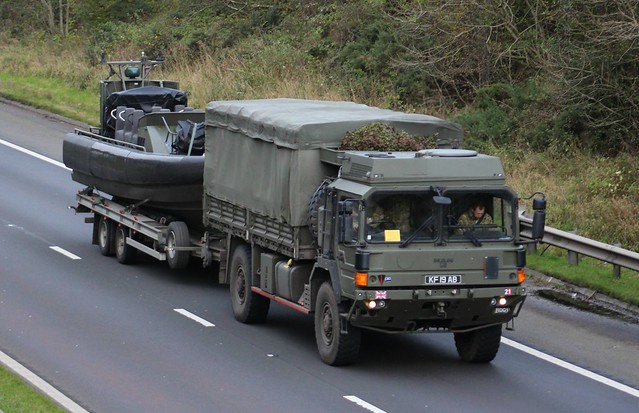 Military Vehicle MAN 9 Ton 4w Cargo KF19AB at M74 Larkhall.