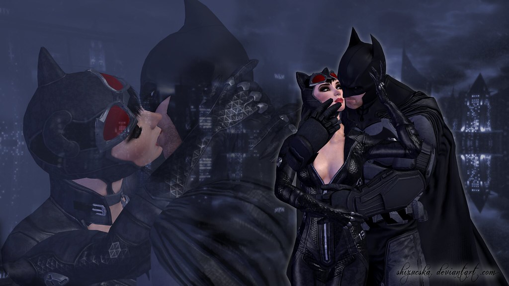 batman, catwoman, couple, kiss, xnalara, videogame.