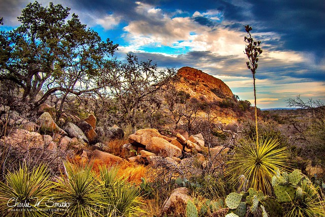 AFTERNOON AT THE ROCK:  One of the granite peaks of Enchanted Rock State Natural Area, in Central Texas.