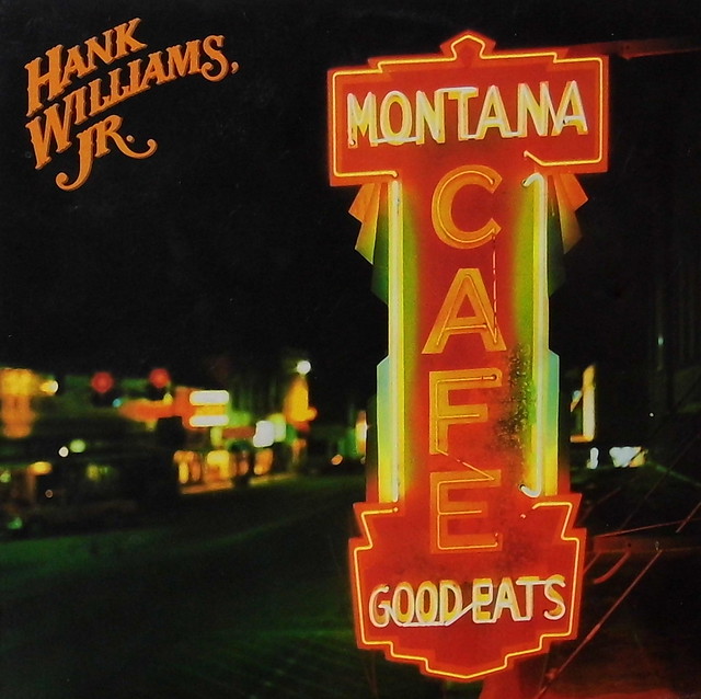 Vintage Vinyl Record Album - Hank Williams, Jr., Montana Cafe, Warner Bros. Records, Catalog 1-25412, Genre - Folk, World & Country, USA, Released 1986