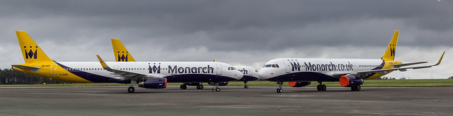 G-ZBAM, G-ZBAO & G-ZBAE Monarch Airlines Airbus A321's @ Cornwall Airport Newquay, St Mawgan.