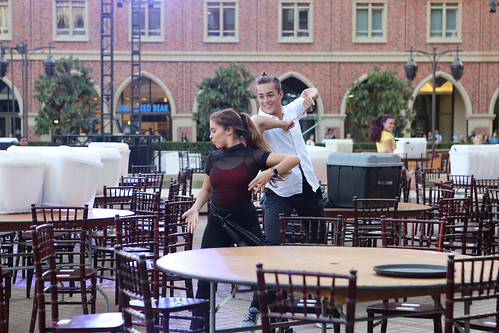 BFA students Zackery Torres and Simrin Player performing in USC Village Opening Performance dress rehesarsal