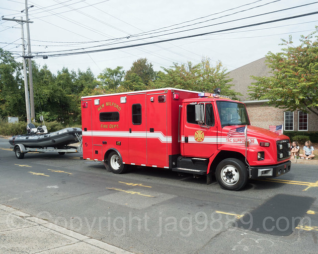 New Milford NJ TAC Support Truck with Boat Trailer, 2017 Northern Valley Fire Chiefs Parade, Northvale, New Jersey