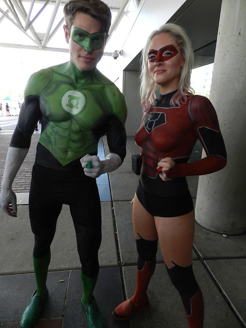 Green and Red Lantern Body Painted