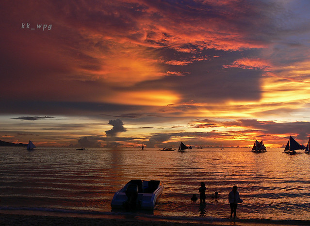 SUNSET viewed from WHITE BEACH, Boracay, The Visayas, Philippines