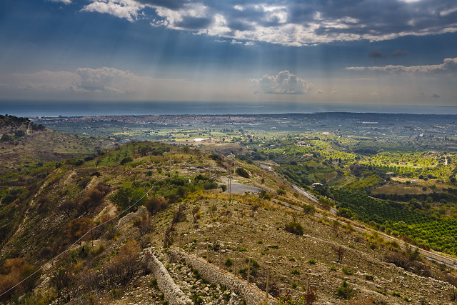 Arial view  on the Sicilian landscape