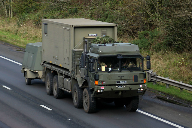 Military Vehicle MAN 9 Ton 8x6 Cargo LL80AB at M74 Larkhall.