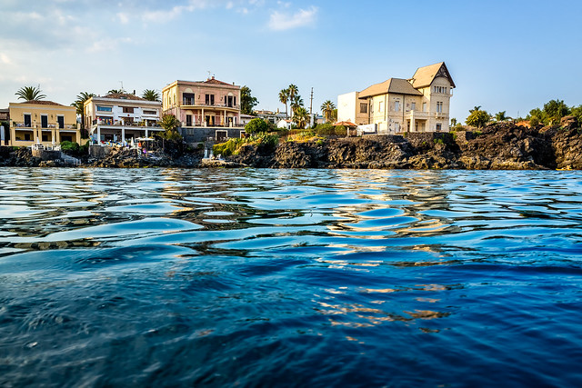 Beautiful luxury houses just in front of the sea, Catania, Italy